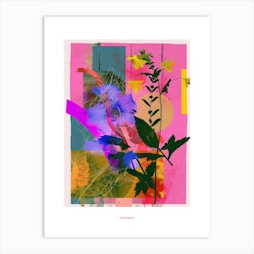 Larkspur 4 Neon Flower Collage Poster Art Print