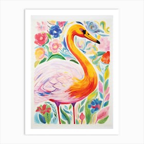 Colourful Bird Painting Swan 2 Art Print