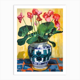 Flowers In A Vase Still Life Painting Cyclamen 1 Art Print