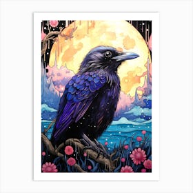 Crow Japanese Style Art Print