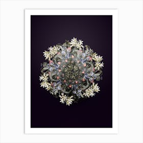 Vintage Sea Asparagus Flower Wreath on Royal Purple n.0244 Art Print