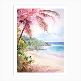 Watercolor Painting Of Flamenco Beach, Culebra Puerto Rico 4 Art Print