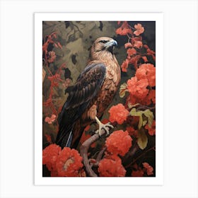 Dark And Moody Botanical Red Tailed Hawk 2 Art Print