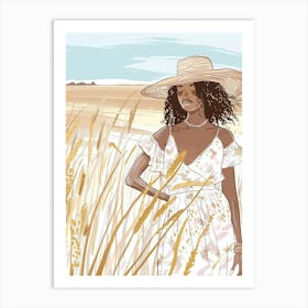 Woman In Wheat Field Art Print