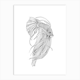 Siamese Catfish animal lines art Art Print