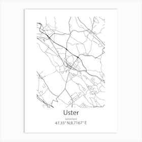 Uster,Switzerland Minimalist Map Art Print