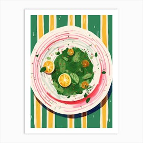A Plate Of Lasagna, Top View Food Illustration 4 Art Print