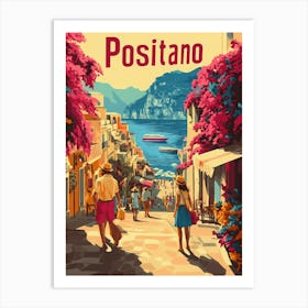 Aihrgdesign A 1970s Inspired Travel Poster For Positano 5 Art Print