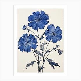 Blue Botanical Phlox Art Print