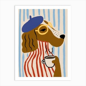 Dog With A Cup Of Coffee 1 Art Print