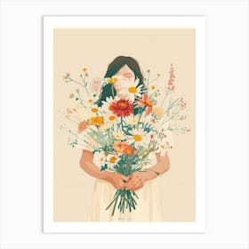 Spring Girl With Wild Flowers 7 Art Print