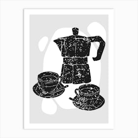 Coffee Pot And Cups Art Print