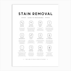 Stain Removal Instruction Laundry Art Print
