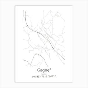 Gagnef,Sweden Minimalist Map Art Print