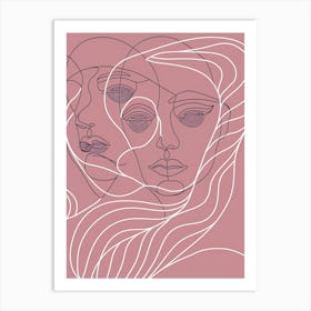 Abstract Portrait Series Pink And White 5 Art Print