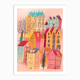 Lovely Pink Village Art Print