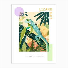 Green Iguana Modern Illustration 4 Poster Art Print
