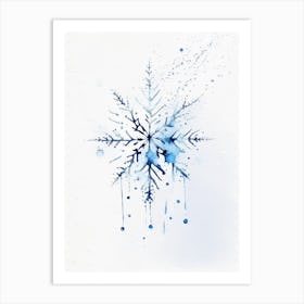 Water, Snowflakes, Minimalist Watercolour 5 Art Print