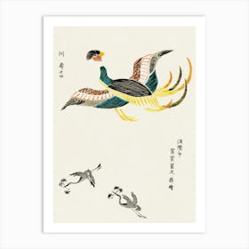 Japanese Vintage Original Woodblock Print Of Crane From Yatsuo No Tsubaki, Taguchi Tomoki Art Print