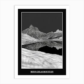 Beinn Ghlas Mountain Line Drawing 5 Poster Art Print