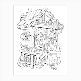 The Blue Fairy S Workshop (Pinocchio) Fantasy Inspired Line Art 1 Art Print