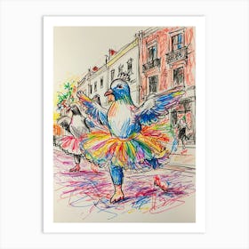 Pigeon Dancers Art Print