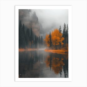 Autumn Trees In The Mist Art Print