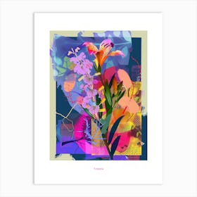 Freesia 4 Neon Flower Collage Poster Art Print