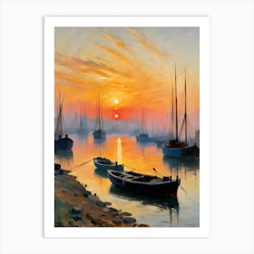 Sunset At The Harbor 2 Art Print