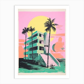 Miami In Risograph Style 3 Art Print