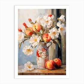 Poppy Flower And Peaches Still Life Painting 3 Dreamy Art Print