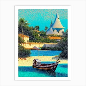 Lamu Island Kenya Pointillism Style Tropical Destination Art Print