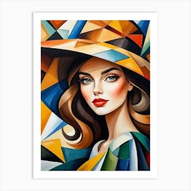 Woman In A Hat - Cubism 4 Art Print