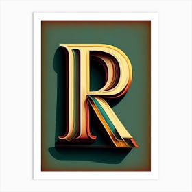 R, Letter, Alphabet Retro Drawing 2 Art Print