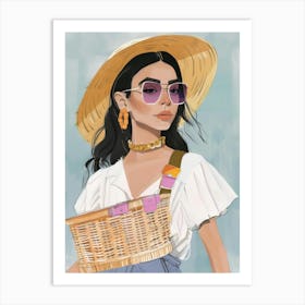 Girl With A Basket Art Print