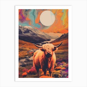 Highland Cattle Space Collage 4 Art Print