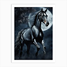 Horse In The Moonlight 6 Art Print