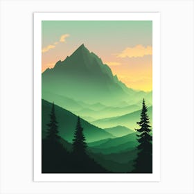 Misty Mountains Vertical Composition In Green Tone 200 Art Print