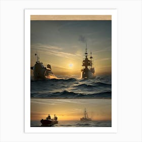 Sunset On The Sea -Reimagined Art Print