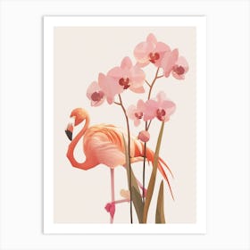 Chilean Flamingo Orchids Minimalist Illustration 4 Art Print