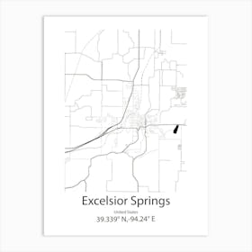 Excelsior Springs,United States Minimalist Map 1 Art Print