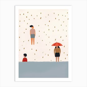 Rainy Day At The Beach Tiny People Illustration Art Print