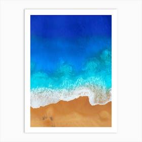 Greece, Seaside, beach and wave #2. Aerial view beach print. Sea foam Art Print