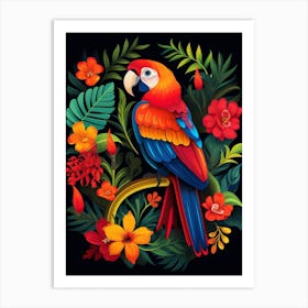 Folk Bird Illustration Macaw 3 Art Print