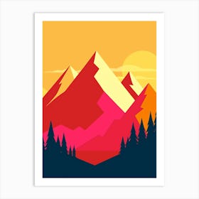 Mountains At Sunset Art Print