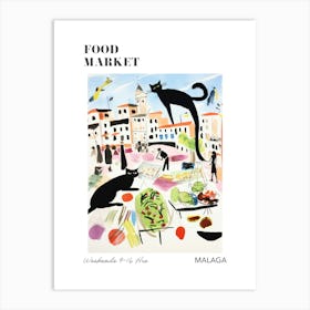 The Food Market In Malaga 4 Illustration Poster Art Print