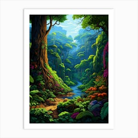 Daintree Rainforest Pixel Art 1 Art Print