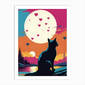 Cat In The Moonlight 5 Art Print