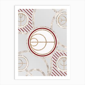 Geometric Abstract Glyph in Festive Gold Silver and Red n.0091 Art Print