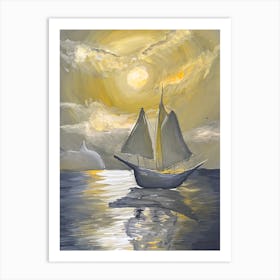 Sailboat At Sunset 1 Art Print